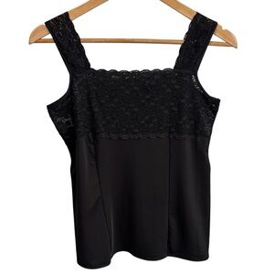 Vintage Lace Camisole Sz S Black Sheer Stretch Lacy Tank Top Cami Classy Sexy